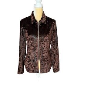 Dina Bar-el Vintage Brown Jacket Top Textured Velvet Size 8